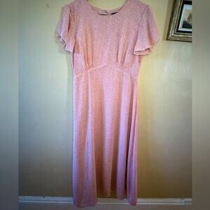 Pink flutter sleeve maxi dress